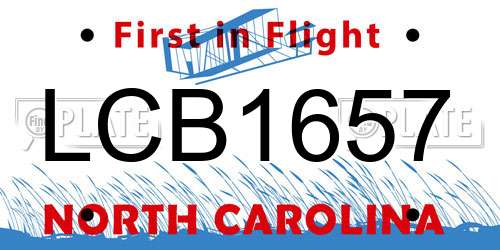 LCB1657 North Carolina License Plate