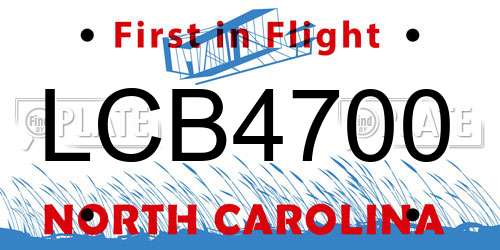 LCB4700 North Carolina License Plate