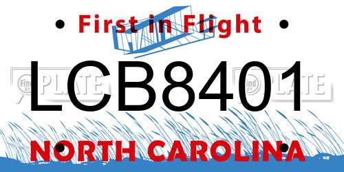 LCB8401 North Carolina License Plate