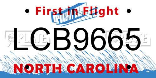 LCB9665 North Carolina License Plate