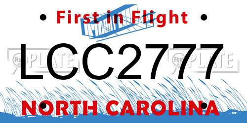 LCC2777 North Carolina License Plate