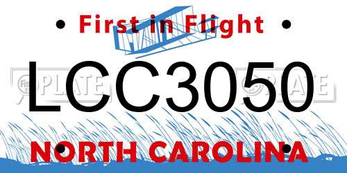 LCC3050 North Carolina License Plate