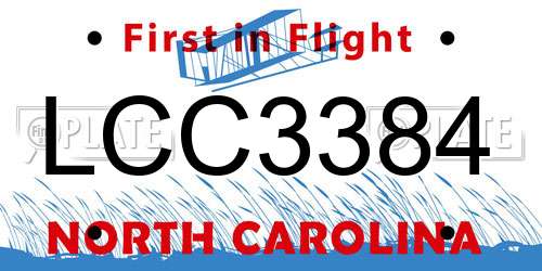 LCC3384 North Carolina License Plate