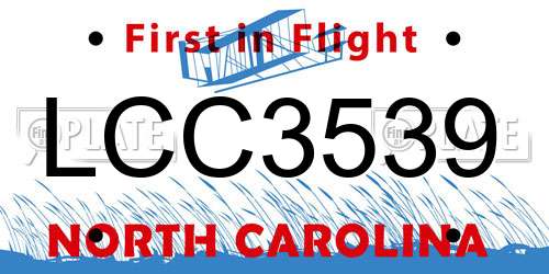 LCC3539 North Carolina License Plate