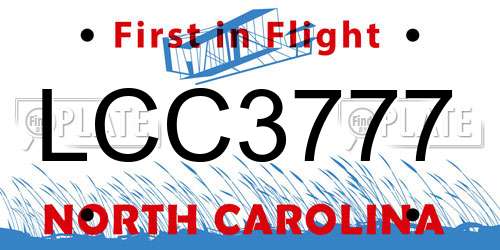 LCC3777 North Carolina License Plate