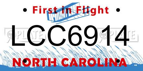 LCC6914 North Carolina License Plate