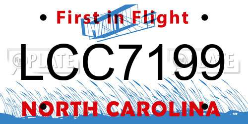 LCC7199 North Carolina License Plate