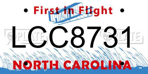 LCC8731 North Carolina License Plate