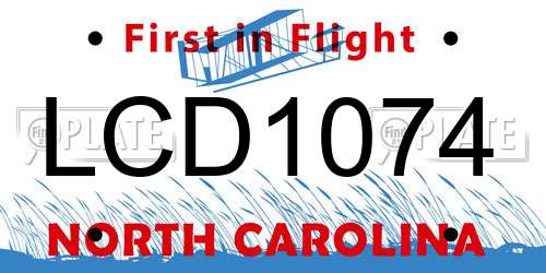 LCD1074 North Carolina License Plate