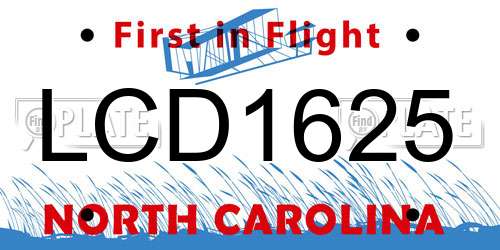 LCD1625 North Carolina License Plate