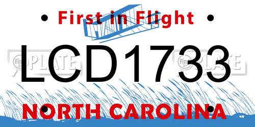 LCD1733 North Carolina License Plate