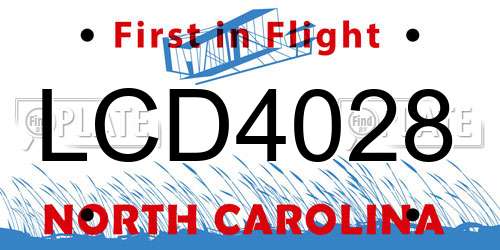 LCD4028 North Carolina License Plate
