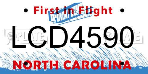 LCD4590 North Carolina License Plate