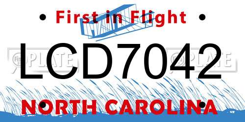 LCD7042 North Carolina License Plate