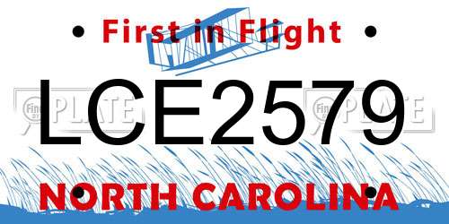 LCE2579 North Carolina License Plate