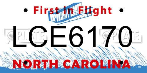 LCE6170 North Carolina License Plate