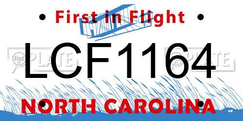 LCF1164 North Carolina License Plate