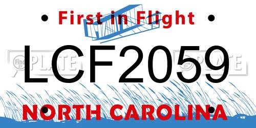 LCF2059 North Carolina License Plate