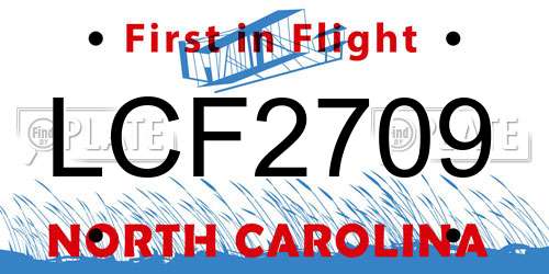 LCF2709 North Carolina License Plate