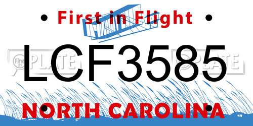 LCF3585 North Carolina License Plate