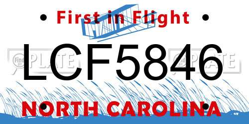 LCF5846 North Carolina License Plate