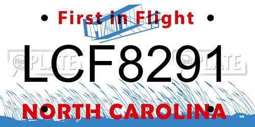 LCF8291 North Carolina License Plate