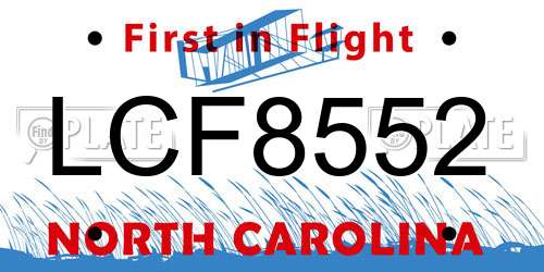 LCF8552 North Carolina License Plate