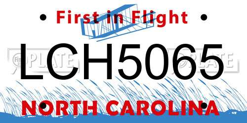 LCH5065 North Carolina License Plate