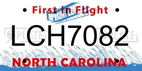 LCH7082 North Carolina License Plate