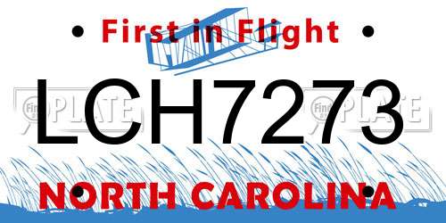 LCH7273 North Carolina License Plate