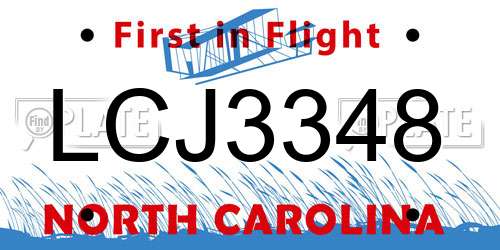LCJ3348 North Carolina License Plate