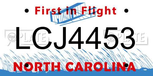 LCJ4453 North Carolina License Plate