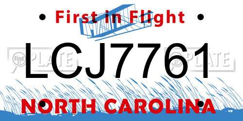 LCJ7761 North Carolina License Plate