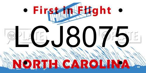 LCJ8075 North Carolina License Plate