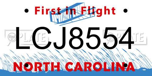 LCJ8554 North Carolina License Plate