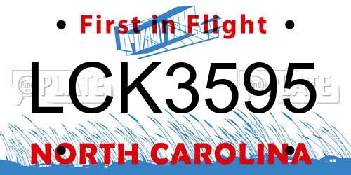 LCK3595 North Carolina License Plate