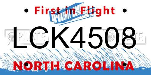 LCK4508 North Carolina License Plate
