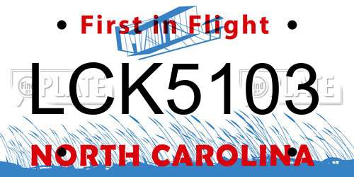 LCK5103 North Carolina License Plate