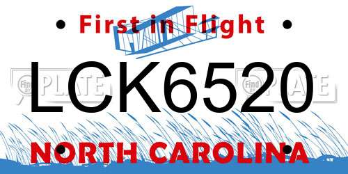 LCK6520 North Carolina License Plate