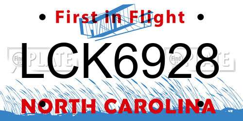 LCK6928 North Carolina License Plate