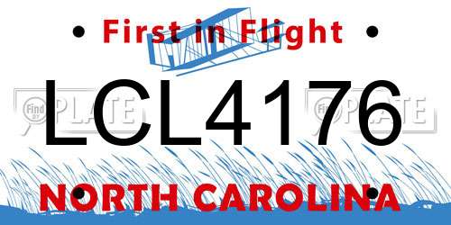 LCL4176 North Carolina License Plate
