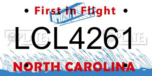 LCL4261 North Carolina License Plate