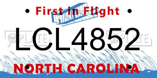 LCL4852 North Carolina License Plate