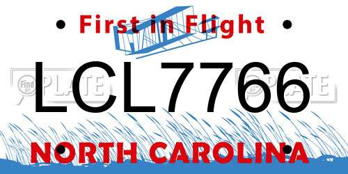 LCL7766 North Carolina License Plate