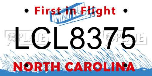 LCL8375 North Carolina License Plate