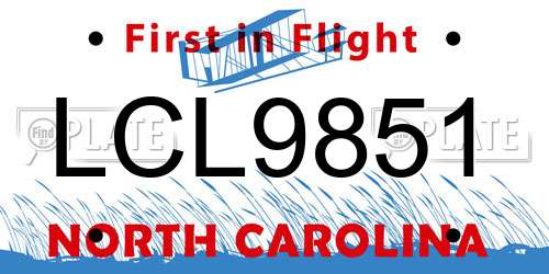 LCL9851 North Carolina License Plate