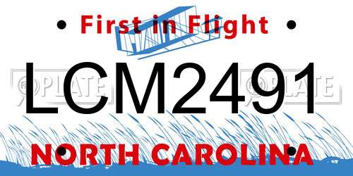 LCM2491 North Carolina License Plate