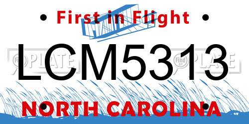 LCM5313 North Carolina License Plate