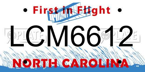LCM6612 North Carolina License Plate
