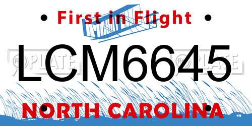 LCM6645 North Carolina License Plate